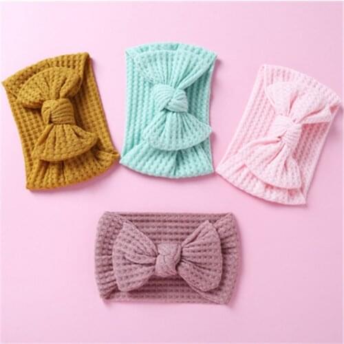 Baby Big Bow Soft Nylon Headbands Flower Print Nylon Turban Hairband Oversize Bunny Bow Headwrap Baby Girl Head Wrap Accessories