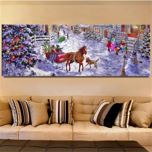 Diy diamond paintings 5d Merry Christmas diamond embroidery sale snow house kid happy 3d picture of rhinestone mosaic kit