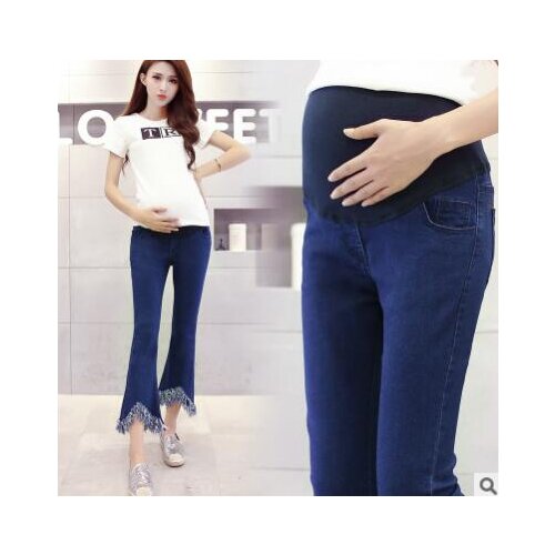 Elastic Waist Maternity Jeans Pants for Pregnancy Clothes Autumn / Winter New Pregnant Women Hole pant Maternity Plus Size