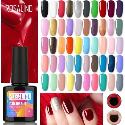 ROSALIND Pure Colour Gel Nail Polish Natural Manicure UV Gel Hybrid Varnish Soak off Gel Lacquer Art Design Base Top Coat 10ML