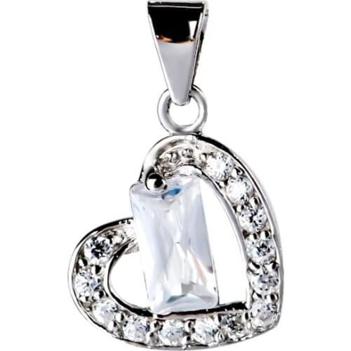 GND0326 925 Sterling Silver Love Heart Pendant Beauty White Cubic Zirconia Classic Necklaces Pendants Fashion Jewelry For Women