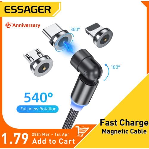 540 Degree Rotate Magnetic Type C Cable Fast Charging Magnet Charger Micro USB-C Cable For iPhone Xiaomi Mobile Phone Wire Cord