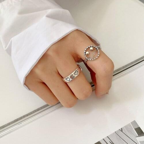 Miuoxion Wholesale Retro Love Stars Smiley Ring Personality Fashion Jewelry For Women Feature Namour Charm Gift All Seasons