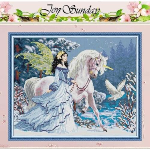 Elves Riding Unicorns Counted Cross Stitch 11CT Printed 14CT Cross Stitch Sets wholesale Cross-stitch Kits Embroidery Needlework