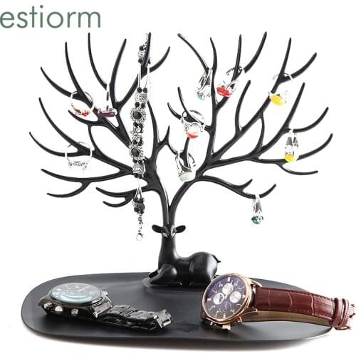 Creative Deer Head Jewelry Display Stand,Pendant Earrings Necklace Holder, Desktop Decorative Jewelry Storage Organizer /Rack