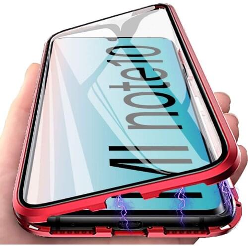 Magnetic Case for Xiaomi Mi Note 10 Lite 10 Pro Cover Metal Bumper with Double Sided Tempered Glass 360° Protective Funda Coque