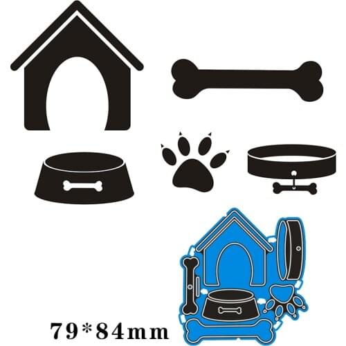 79*84mm Dog house bone and collar Metal Cutting Dies for card DIY Scrapbooking stencil Paper Craft Album template Dies