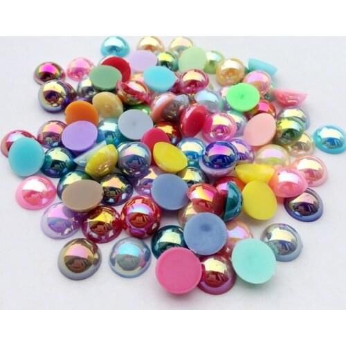 Mix 80pcs/lot 10mm Round Flatback AB Pearl Christmas Craft Embellishment Wedding Decoration