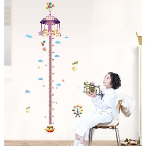 Lovely Animals Ride Horse On A Carousel Growth Chart Wall Stickers For Kids Room Home Decoration Wall Mural Art Pvc Decals