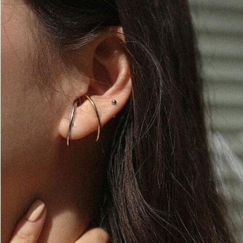 Minimalist Gold Silver Color Tube Bar Stud Earrings for Women Korean Wave Wire Line Earrings Studs Aesthetic Fashion Jewelry