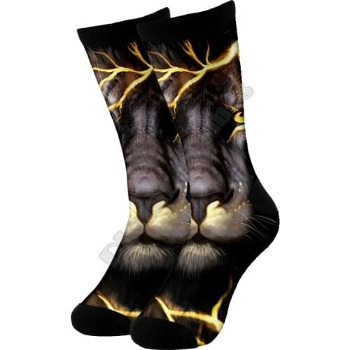 Lightning Lion High Socks 3d Printed Men For Women Funny socks fashion long Socks 01