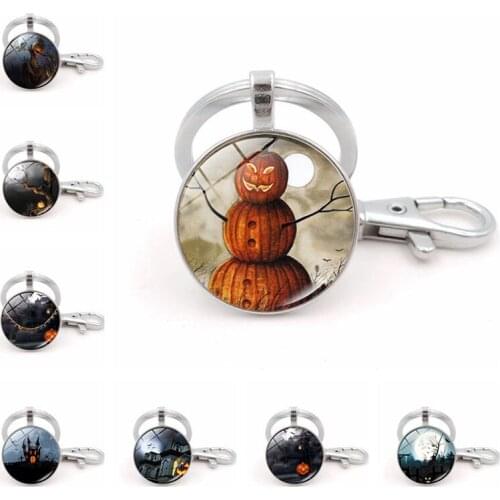Cross-Border New Accessories Halloween Time Stone Metal Keychains European and American Key Ring Pendant Small Gifts