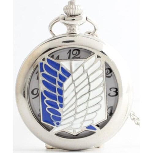 New Unique Design Bronze Anime Attack on Titan Wings of Liberty Clamshell Quartz Pocket Watch Necklace Halloween Crops Gift