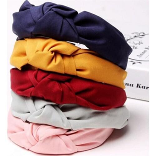 Solid Satin Headband for Women Wide Knot Hairband Girls Hair Headband Hair Hoop Women Hair Accessories Adults Headband Toothed