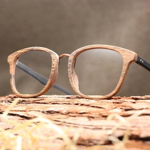 Men Women Myopia glasses Wooden Frame with Clear Lenses Brand Design Eyeglass