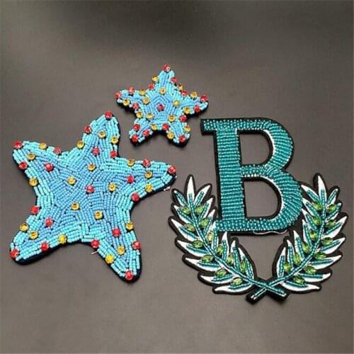 Clothes embroidered stripes on clothes cute star DIY beaded applique badge hand sewing