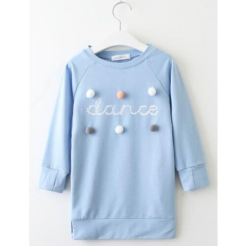 Girl Dress Spring Autumn Cartoon Letter Embroidery Sweatshirt Girl Fashion Long Hoodie Dress Pullover Moletom Feminina 2-6years