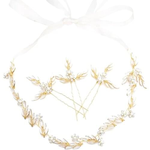 Luxury New Leaf Hair Jewelry Bridal Headbands Hairpins Headpiece Fashion Crystal Head Chain Party Wedding Hair Accessories