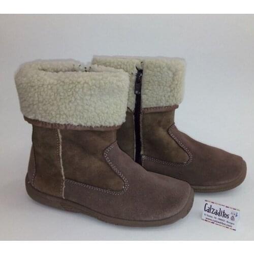 Boots for boy or girl half-cane in taupé, Zapy color serraje