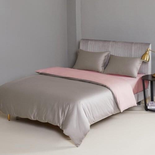 Gray and Blue Reversible Duvet Cover with Button 4Pcs Queen King size 100%Egyptian Cotton Soft Bedding Set Bed Sheet Pillowcases