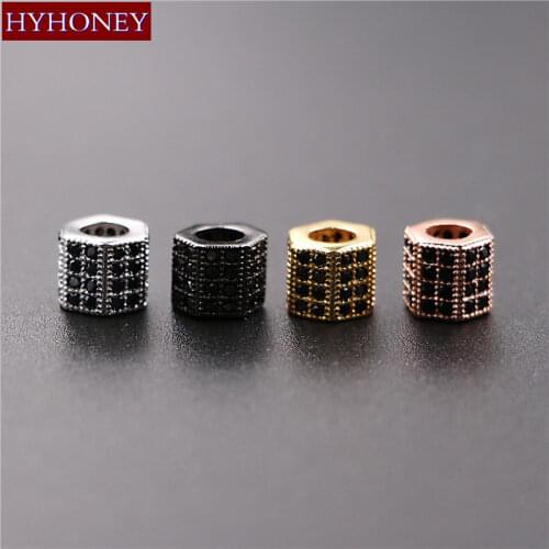 2019 Charm Micro Pave Zircon CZ Beads 4 Color Black/Silver/Gold/Rose Gold For DIY Jewelry Making Jewelry Accessories Pulsera