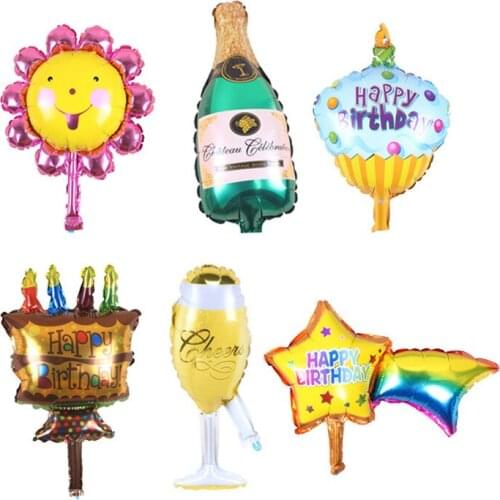 10pcs CartoonWine Glass Mini Foil Balloons Birthday Party Decoration Kids Toys Baby Shower Balloon Globos Party Supplies PA135