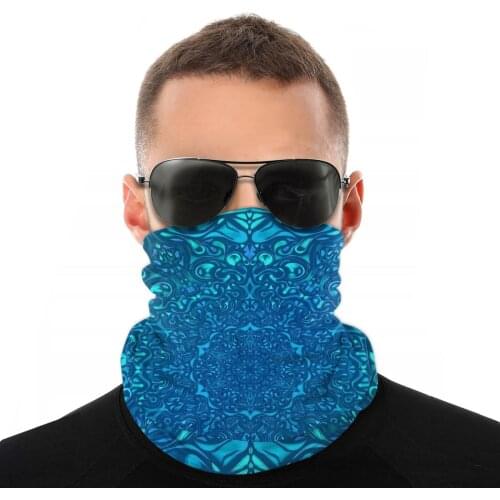 Blue Abstract Hexagon Vine Magic Scarf Half Face Mask Unisex Neck Warmer Balaclava Bandana Versatility Headwear Biking Hiking