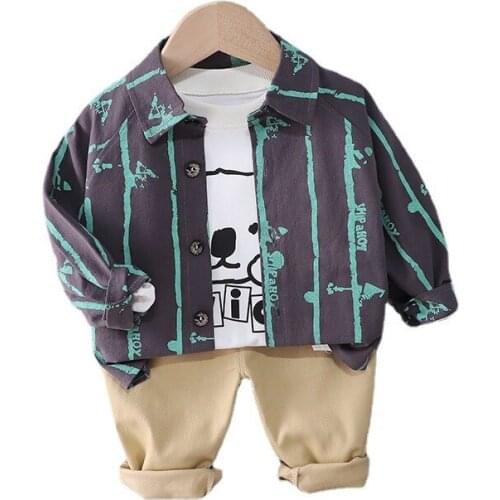 Spring Baby Boys Girl Casual Clothes Suit Kids Cartoon Costume Children Jacket T Shirt Pants 3Pcs/sets Toddler Fashion Tracksuit