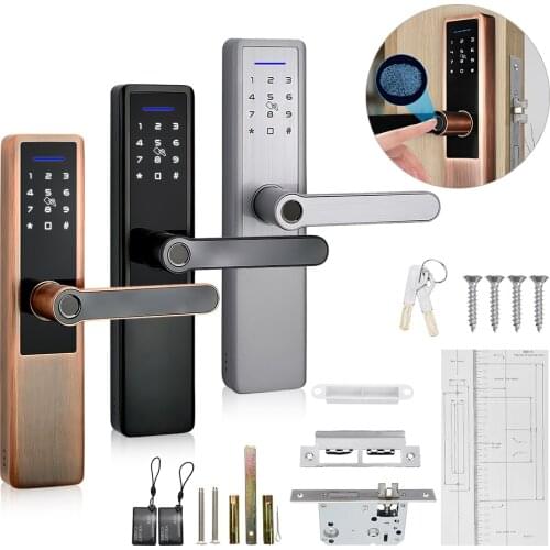 Smart Fingerprint Lock Electronic Lock Household Password Lock Intelligent IC Card Locks for Indoor Bedroom Office Wooden Door