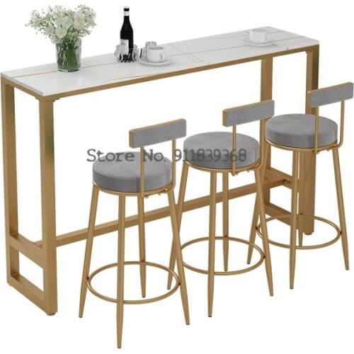 High Foot Table Against Wall Bar Table Nordic Light Luxury Marble Bar Table Chair Combination Bar Table Long Bar Table Narrow Ro