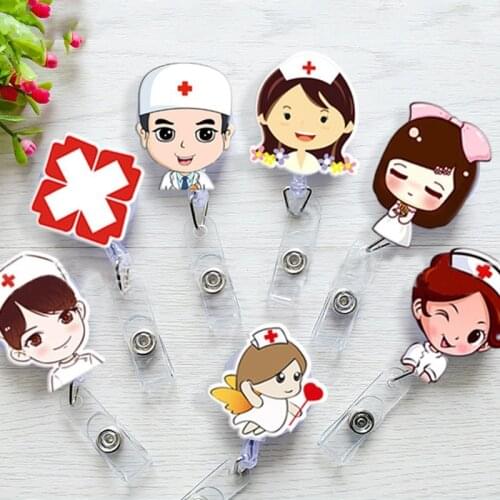 High quality 1pcs Doctors nurse Office Retractable Pull Badge ID Lanyard Name Tag Card Badge Holder Key Ring Chain Clips