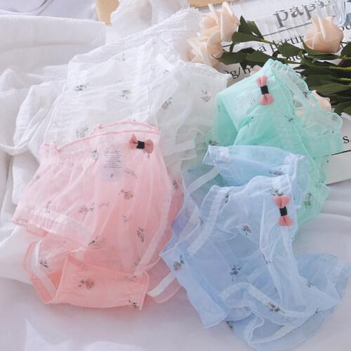 Japanese Sweet Underwear Young Women Sexy Seamless Lingerie Femme Floral Panties Briefs Cute Panty Lolita See Through Panties