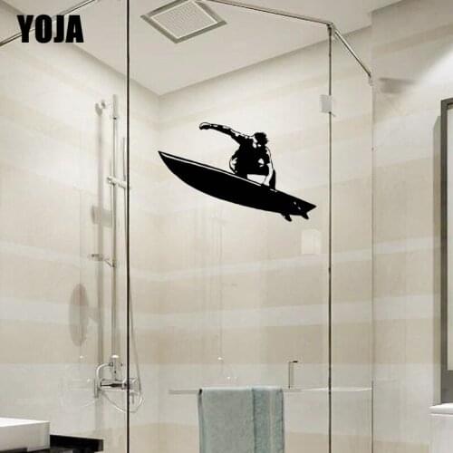 YOJA 15x24.2CM Home Fashion Surf Wall Sticker Bathroom Glass Decal G2-0290