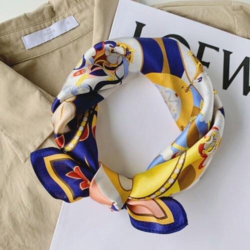Luna&Dolphin Women Square Scarves 53x53 100% Silk Euporean Pattern Bandana Headbands Scarf Kerchief Hijab Decorative Scarf Shawl