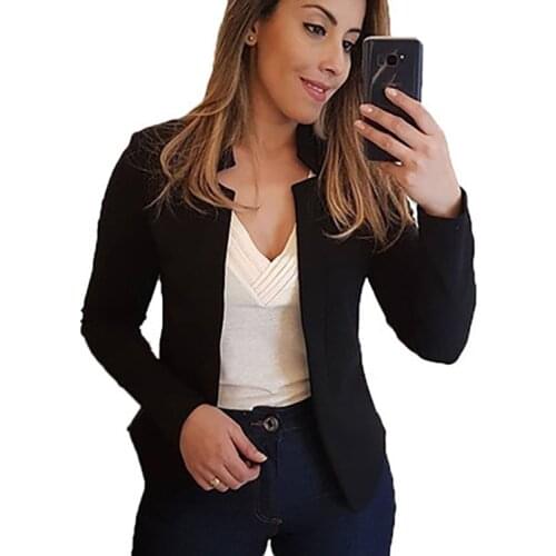 Womens Spring Autumn Small Suit Jacket Solid Breathabel Casual Long Sleeve Cardigan Jacket Workplace Slim Jacket Tops