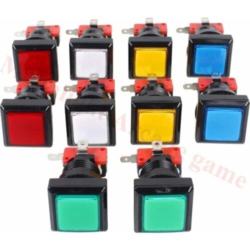 10x Arcade Square Shape LED Illuminated Push Button With Micro Switch For Arcade Machine Gaming Video Game Consoles Jamma Kit