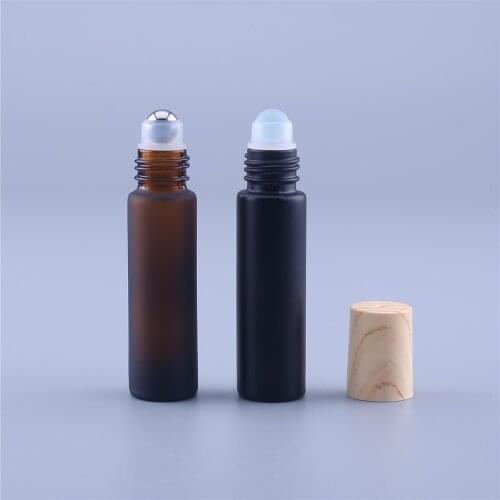 12pcs 10cc Amber Frosted Glass Roller Bottle Empty Perfume Essential Oil Test Bottle 10ml Roll-On Thick Glass Vial