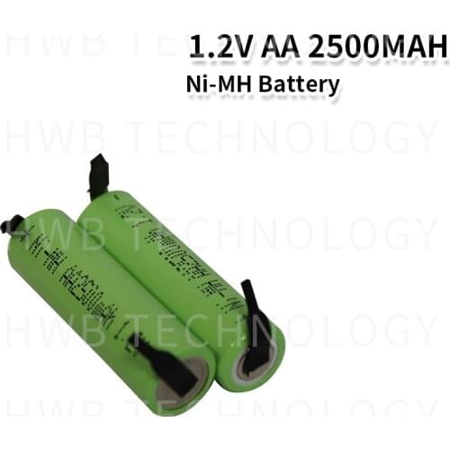 2 PCS/lot Original New NI-MH 1.2V AA 2500mAH ni-mh Rechargeable batteries belt welding Razor battery Free shipping