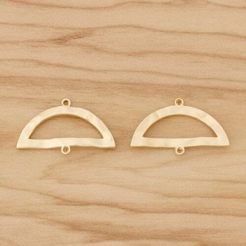20 Pieces Matte Gold Hollow Fan-shaped Half Round Connectors Charms Pendants for Necklace Earring Jewellery Accessories 27x17mm