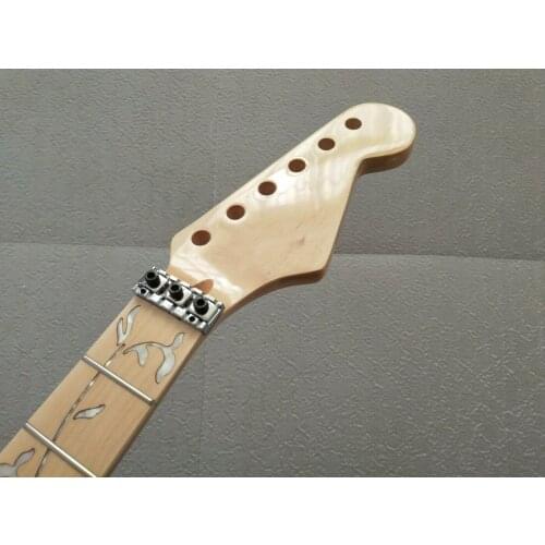 22 frets Maple Electric Guitar Neck Maple Fretboard Vine Inlay Locking nut parts