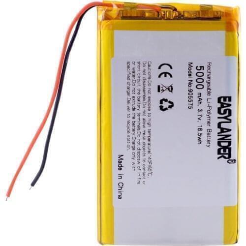 3.7V 5000mAH 905575 Polymer lithium ion / Li-ion battery for tablet pc BANK,GPS mp3 mp4