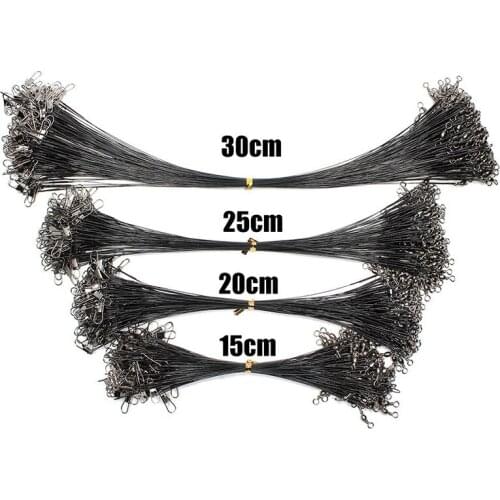4@# 1PCS Anti Bite Steel Fishing Line Steel Wire Leader With Swivel Fishing Accessory Lead Core Leash Fishing Wire 15CM-30CM