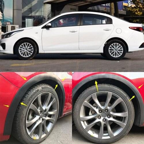4pcs Universal Car Truck Carbon Fiber Rubber Wheel Eyebrow Protector Lip Sticker Trim Fender Flare Anti-scratch fit for kia Ford