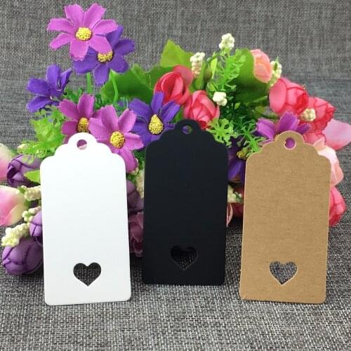 400 pcs 8x4cm Scallop Kraft Paper Tags DIY Gifts Crafts Price Luggage Name Tags With Heart Hole wedding decoration
