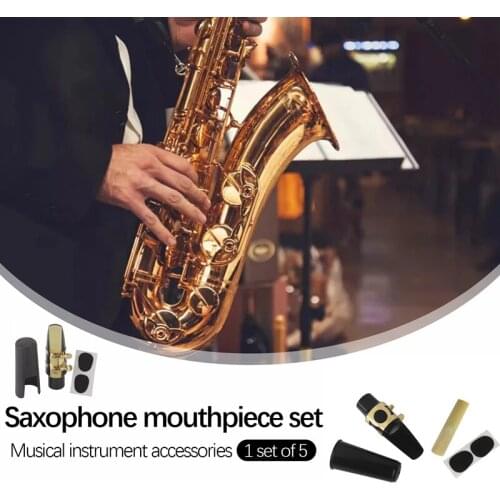 5Pcs/Set Saxophone Mouthpiece Clip with Cap Buckle Reed Dental Pad for Alto/Tenor/Soprano Sax