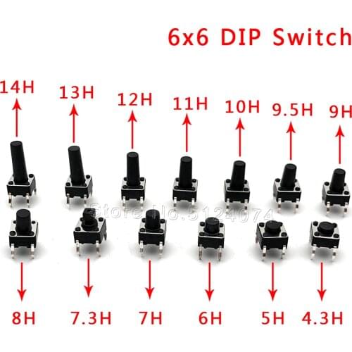 50-100pcs 6*6 Touch button switch 6*6*4.3/5/6/7/7.3/8/9/9.5/10/11/12/13/14MM Push button switch Key switch 4pin