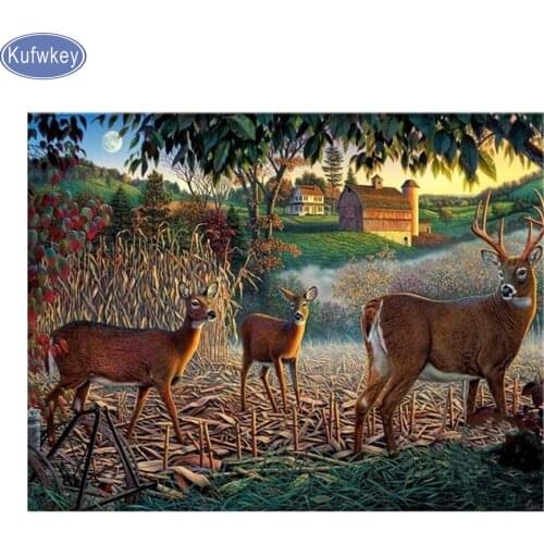 5D DIY Diamond Painting"farm deer family"Diamond Embroidery Cross Stitch Rhinestones Decoration needlework,diamond mazayka