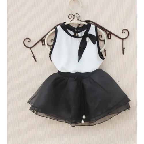 2-15 Y Summer Kids School Teenage Toddler Girl Tops And Blouses Chiffon Bow Pearl Sleeveless Children Girls Blouse Shirts AA2312