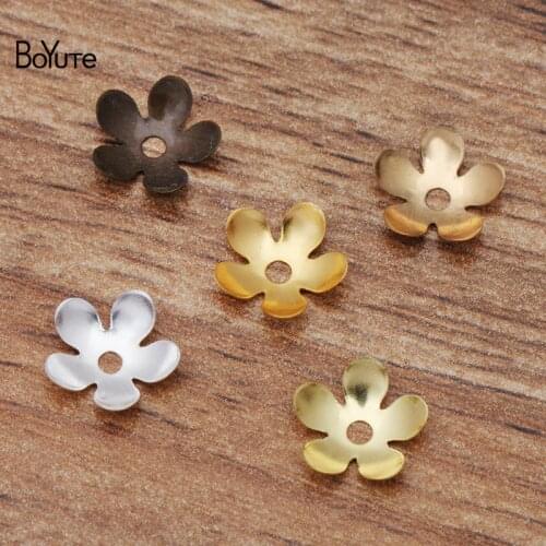 BoYuTe 1000 Pieces 9MM Plain Flower Bead Caps 4 Colors Wholesale Brass Material DIY Jewelry Findings