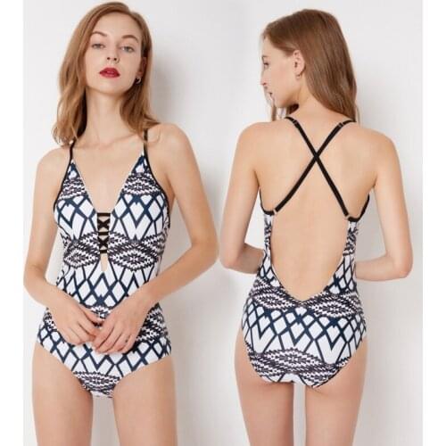 One-piece Swimsuit Deep V neck Summer Sexy Backless Swimwear Ladies Beach Swimming Suit Swim Wear Maillot De Bain Femme Monokini